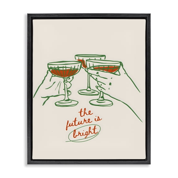 Stupell Industries Modern The Future Is Bright Toast Black Floating Frame Canvas Art, 17 x 21, by The Prints Vibe