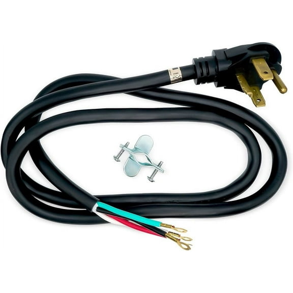 EvertechPRO 57001 4-Prong 6ft Dryer Power Cord Universal Dryer Power Cord for Freestanding Electric Dryers Rated 30A/250V with Strain Relief Connects to 4 Prong Outlets 72” Black