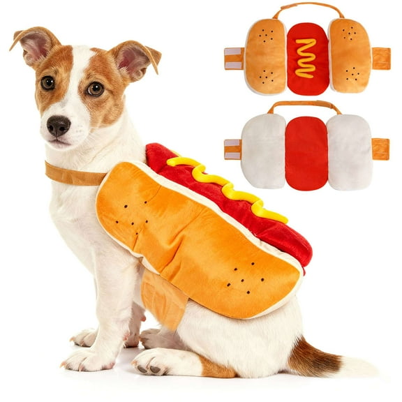 Deago Dog Hot Dog Costume, Dog Halloween Costumes Funny Pet Hot Dog Costume for XS Small Medium Dogs Cats Pets (Small)