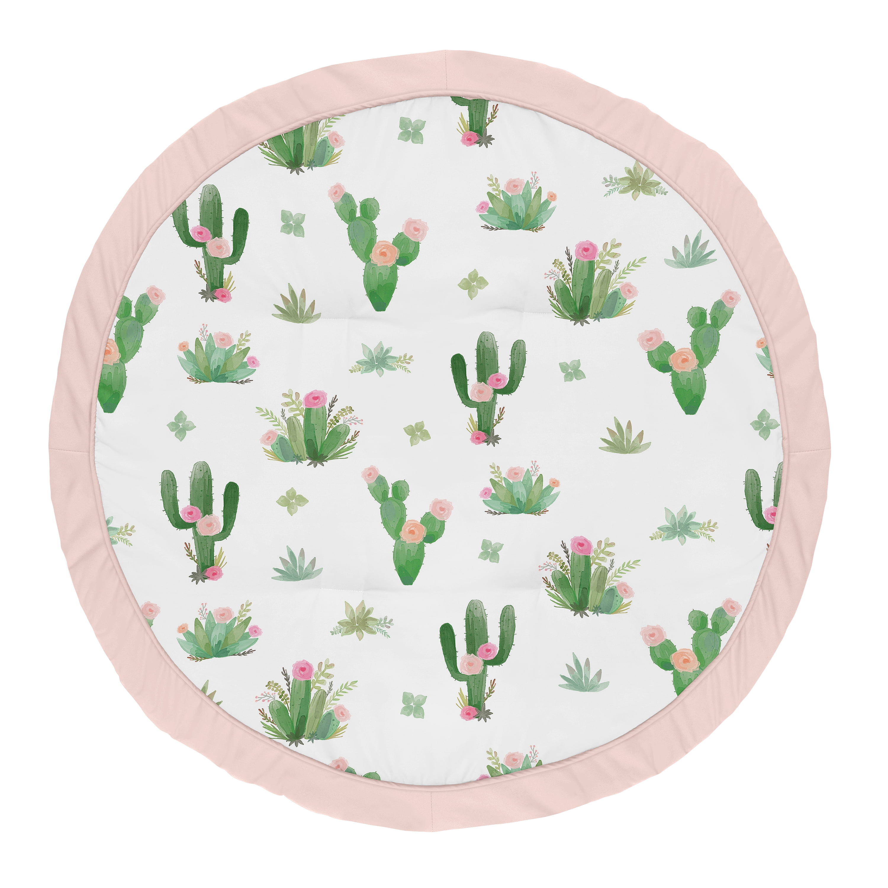 Cactus Floral Pink and Green Baby Play Mat by Sweet Jojo Designs