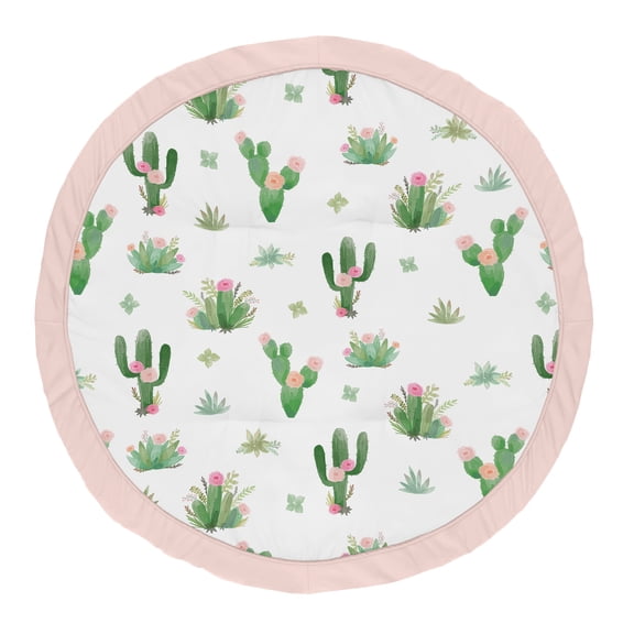 Sweet Jojo Designs Cactus Floral Green Pink and White Baby Play Mat