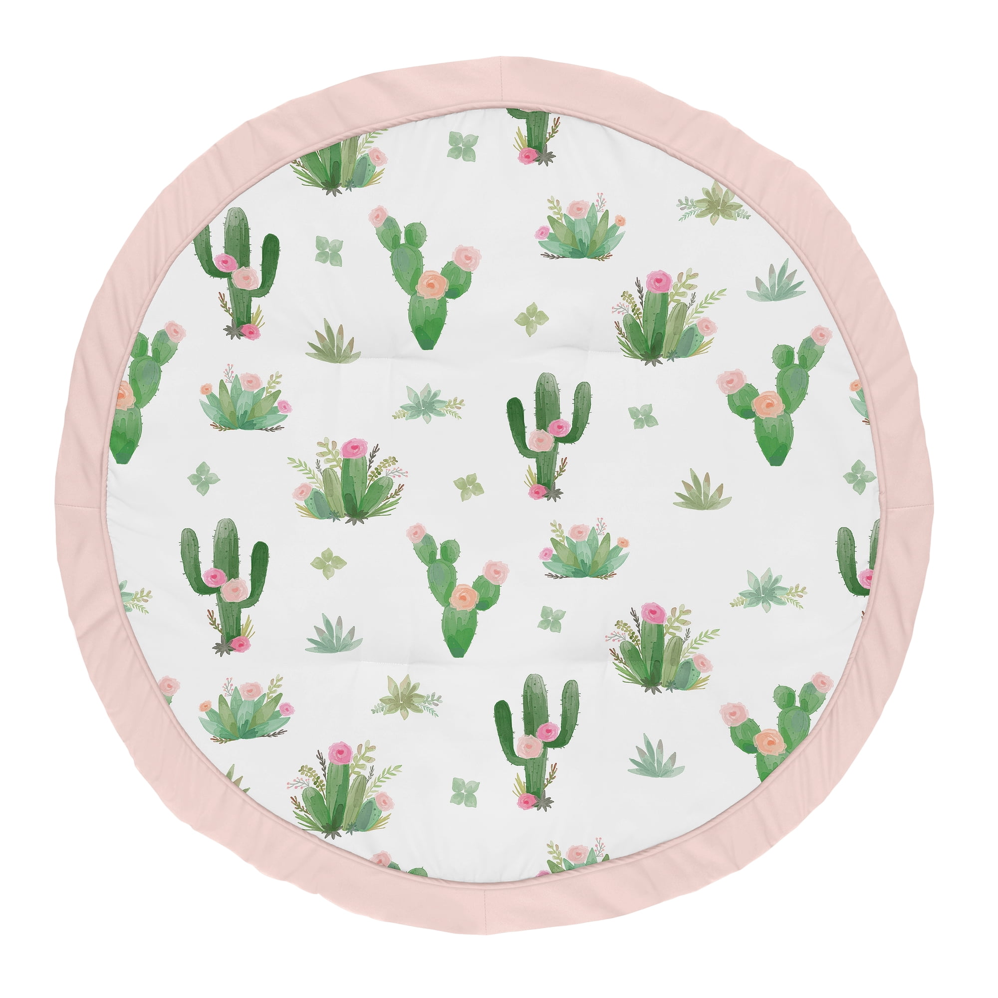 Sweet Jojo Designs Cactus Floral Green Pink and White Baby Play Mat