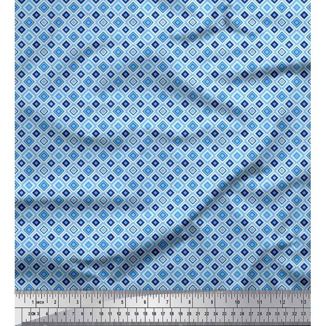 Soimoi Poly Georgette Fabric Check & Geometric Print Sewing Fabric Yard 42 Inch Wide