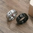 thumbnail image 6 of 8MM Silver/Black Cross Spinner Band Men's Stainless Steel Fashion Ring Size 7-12, 6 of 9