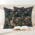 thumbnail image 2 of Pack of 2 Black Flowers Outdoor Pillow Covers Decorative, Waterproof Pillow Protector, Spring Floral Elegant Pastoral Vintage Throw Pillowcases Accent Cushion Cases for Patio Couch Sofa 26"x26", 2 of 8