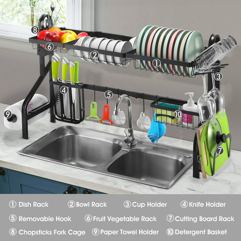 Kitchen Adjustable Dish Drying Rack Sink Expandable Stainless