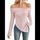 thumbnail image 3 of Suéter de Punto con Hombros Descubiertos y Lazo para Mujer, Blusa con Abertura Lateral, Ropa Estética Y2K de Moda Rosa XL, 3 of 10