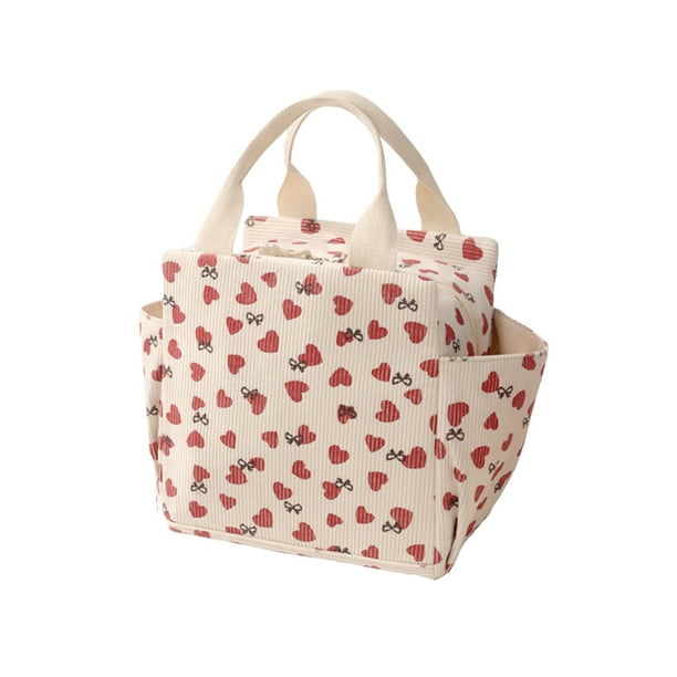 Bolsa de almuerzo de pana de moda, bolsa térmica de gran capacidad para alimentos, reutilizable, para trabajo, picnic, viajes, contenedor de comida con aislamiento térmico portátil.