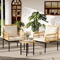 thumbnail image 3 of 3 - piece all - weather outdoor patio muebles set: boho wicker rattan sectional sofa con metal frame y detachable cushions para patio, balcony, backyard, deck, o poolside (beige), 3 of 8