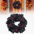 thumbnail image 2 of 45cm Halloween Pumpkin and Maple Leaf Wreath – Fall Door Hanger with Berries for Indoor Outdoor Porch and Farmhouse Decor, 2 of 9