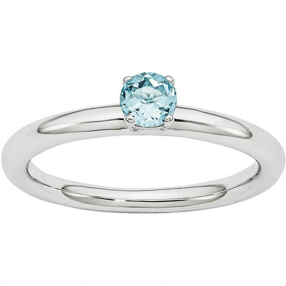 Blue Topaz Sterling Silver Rhodium Ring