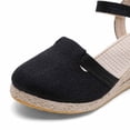 thumbnail image 4 of Women Espadrilles Wedge Sandals Closed Pointed Toe Casual Walking Sandal Ladies Slingback Ankle Strap Low Heel Shoes Black 6, 4 of 7