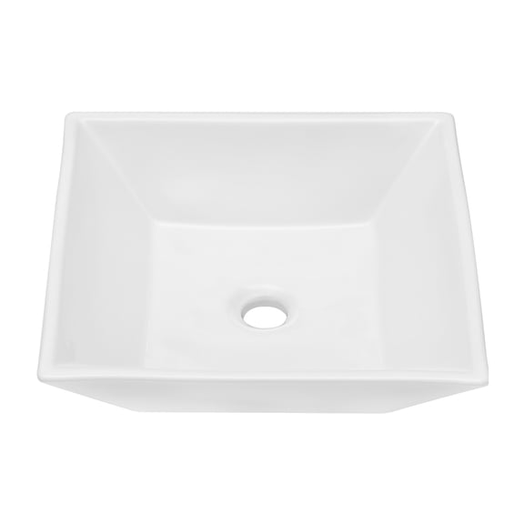 16"×16"×5" White Ceramic Rectangular Countertop Bathroom Sink