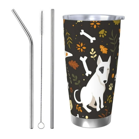 

KLL Bones And Leaves Print 40oz Stainless Steel Insulated Car Cup with Spillproof Lid - Keep Your Drink Hot or Cold on the Go-Straw Three-piece Set