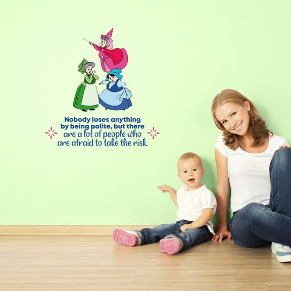 Polite Fairy Godmother Life Quote Cartoon Quotes Decors Wall Sticker Art Design Decal for Girls Boys Kids Room Bedroom Nursery Kindergarten Home Decor Stickers Wall Art Vinyl Decoration (10x8 inch)