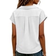 thumbnail image 5 of cocolona Summer Button Tops for Women Lapel Short Sleeve Shirts Dressy Casual Loose Solid Color Blouses, 5 of 6