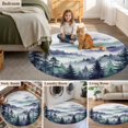thumbnail image 6 of Mountain Forest Round Area Rugs 3 ft, Watercolor Purple Green Misty Mountain Trees Washable Small Area Rug with Non-Slip Sturdy Edge Binding Round Front Door Mat Floor Carpet for Entryway, 6 of 9