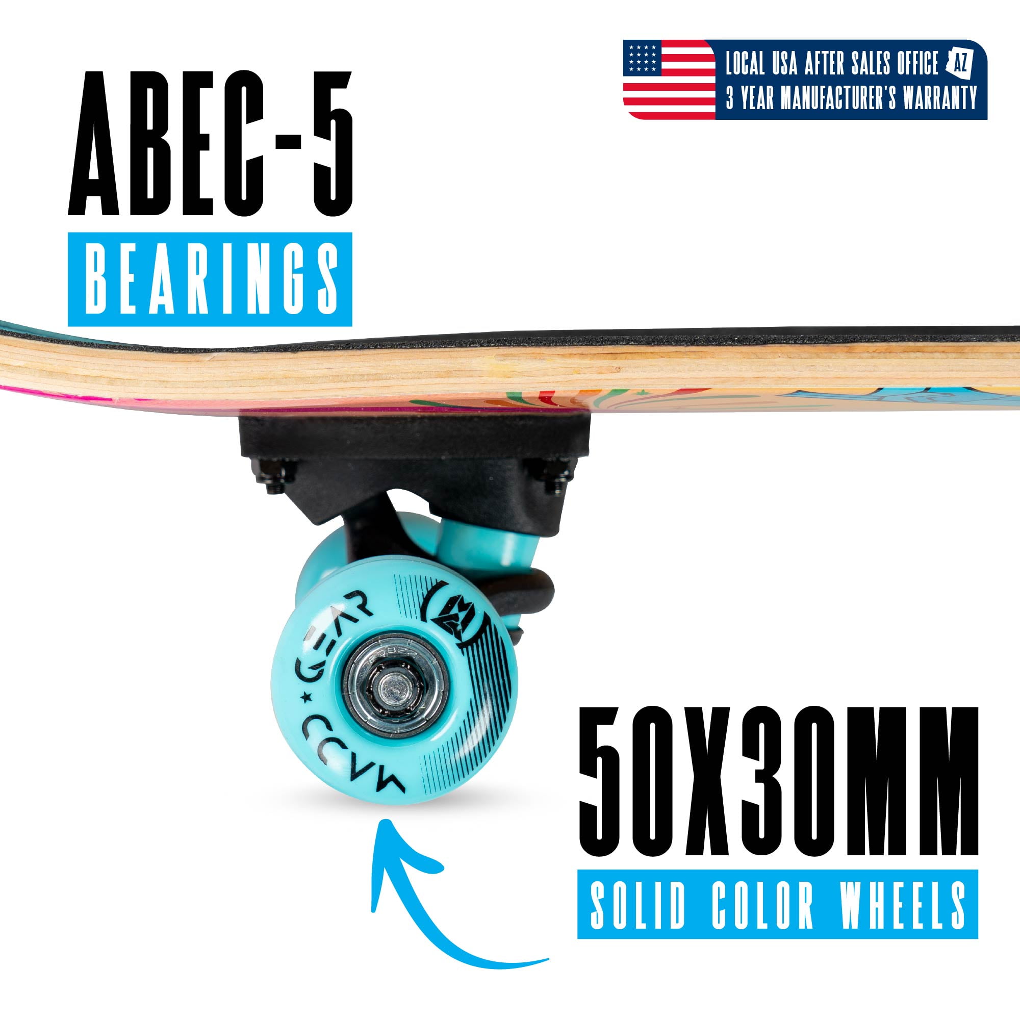 Madd Gear 31 x 7 Inch Double Kicktail Beginner Complete Skateboard with Maple Deck