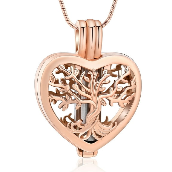 Love Heart&Tree of Life Cremation Pendant Small Urns For Ashes Keepsake Urn Necklace Inner with Mini Urn