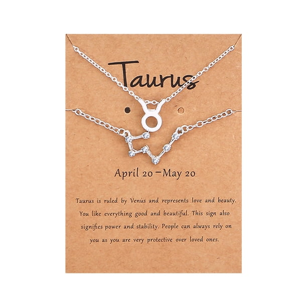 Hot6sl Ofertas Del Día Conjunto de Collar y Pulsera de Diamantes con Doce Constelaciones y Tarjeta de Constelación