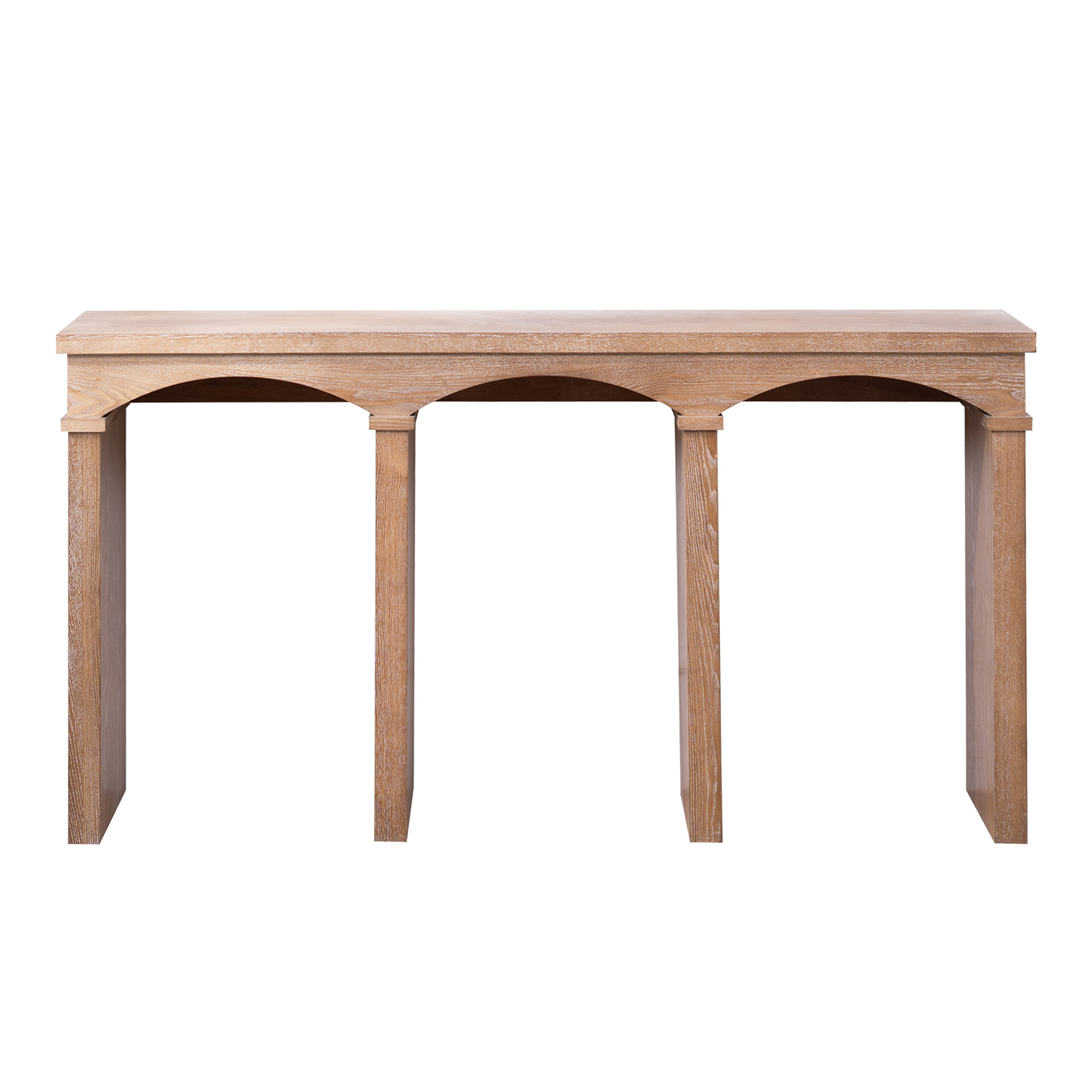 MDQMD 60'' Natural Wood Console Table with Arched Design,Rustic Mid Century Modern Entryway Table for Living Room,Foyer
