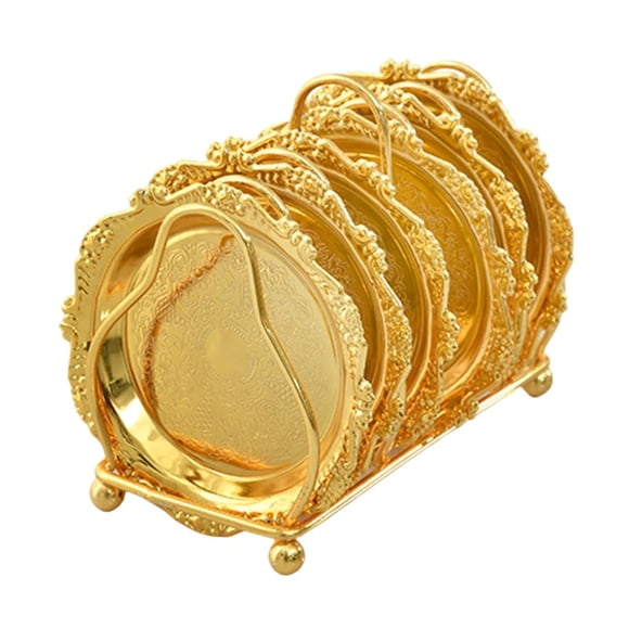 Juego de 6 adornos para platos de frutas, bandeja de presentación, soporte para pasteles, escritorio, boda. Oro
