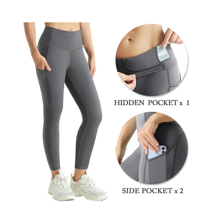 UUE 25Inseam Grey Leggings with Pockets for women, Tummy control and High  waisted leggings,Yoga high waisted leggings for Fitness