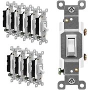 ENERLITES Illuminated Toggle Light Switch, Single Pole, 15A 120-277VAC, Grounding Screw, Residential Grade, UL Listed, 88115L-W-10PCS, White (10 Pack)