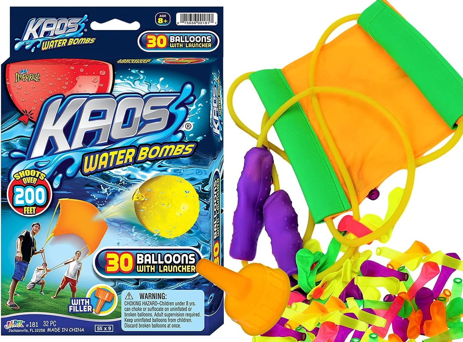 Kaos Water Balloon Launcher, Water Balloon Slingshot, 30 Colorful Water