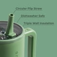 thumbnail image 3 of HydroJug Traveler – Vaso moderno de 40 oz con asa y pajita simple – Soporte para taza de coche, botella de agua resistente a fugas, reutilizable con aislamiento de acero inoxidable y base de goma – Re, 3 of 5
