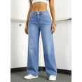 thumbnail image 6 of EMMIOL Women's Wide Leg Baggy Jeans Mid Rise Butt Lifting Stretchy Denim Pants Back Patchwork Boyfriend Jeans, 6 of 6