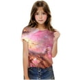 thumbnail image 3 of Kids Space Galaxies T Shirts Short Sleeve 3D Graphic Tees Shirts Funny Crew Neck T-Shirts Neon Novelty Clothes Pink， 5 Years, 3 of 7