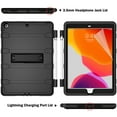 thumbnail image 3 of Dteck Heavy Duty Case For iPad 10.2" 7th Generation with Pencil Holder, Armor Defender Rugged Shockproof Kickstand Protective Hybrid Kids Child Proof Cover With PET Screen Protector, Black, 3 of 12