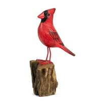 G6 COLLECTION Handmade Wooden Cardinal Figurine – Hand Carved Red Bird Sculpture, Nature Inspired Shelf Decor – Cardinal