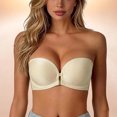 thumbnail image 2 of Women's Strapless Closure Push-Up Bra Padded Bandeau Bras Wavy Trim Seamless Bralette White S, 2 of 5
