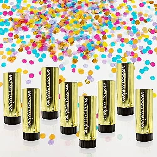 Artículos de fiesta con forma de cañón de confeti PPXMEEUDC, 8 unidades, coloridos