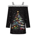thumbnail image 4 of Fiudx Ofertas Flash Del Día Solo En Línea Top de Camiseta con Estampado Navideño de Doble Hombro Informal a La Moda para Mujer, 4 of 5