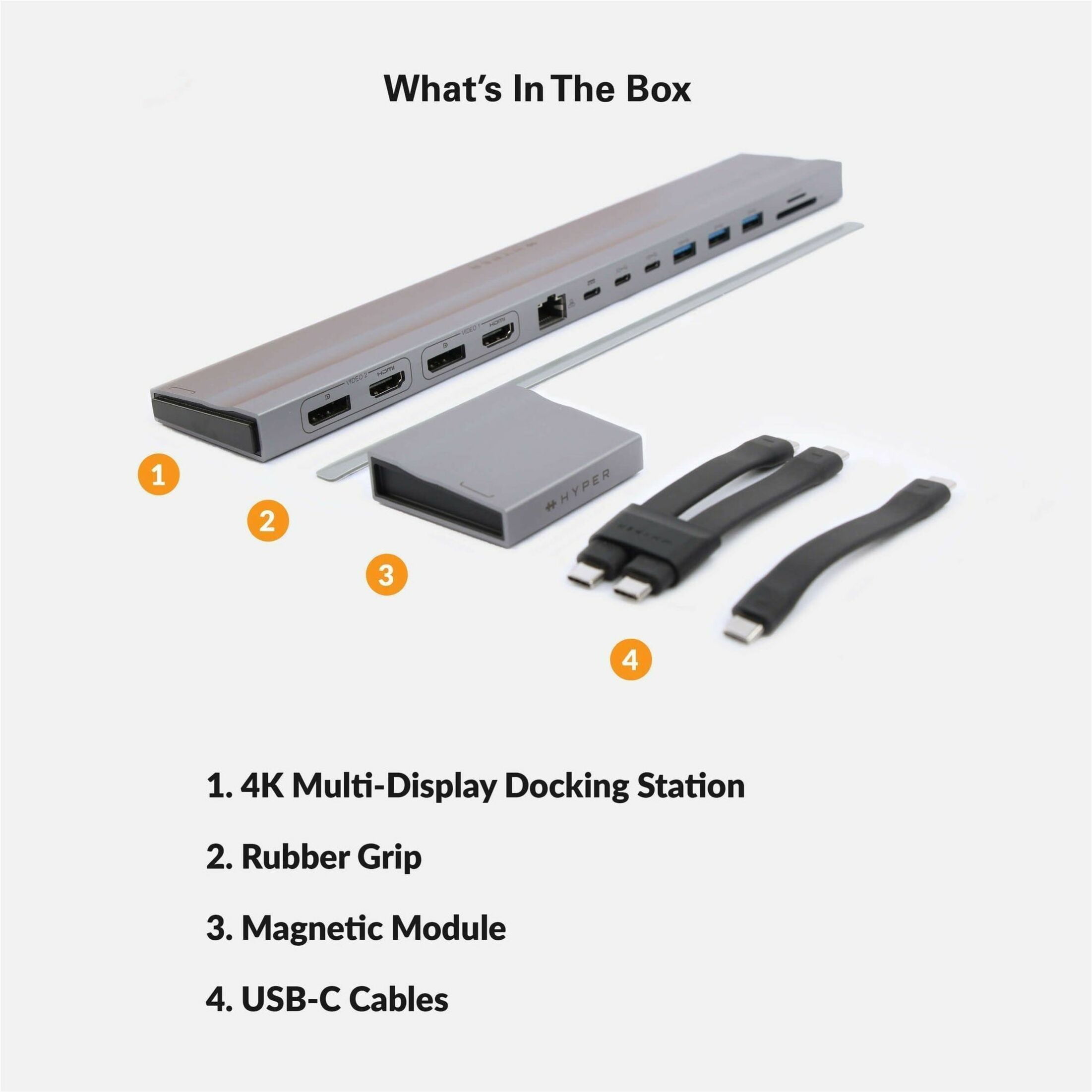 Hyper 4K Multi-Display Docking Station For 13"-14" MacBooks - for Notebook, Desktop PC - Memory Card Reader - microSD, SD - USB 3.2 (Gen 1) Type C - 3 Displays Supported - 4K, 5K, 6K - 3840 x 2160,...