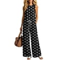 thumbnail image 4 of Two Piece Sets for Women Summer Outfits Fashion Polka Dots Printed Sleeveless Casual Crew Neck Tops Wide Leg Pants with Pockets Vacation Travel Outfits, 4 of 7