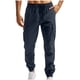 thumbnail image 1 of Pantalones largos para hombre, lisos, informales, con bolsillos, cintura elástica, para exteriores, cargo, de poliéster, 1 of 5