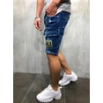 thumbnail image 6 of Summer New Men‘s Stretch Ripped Short Jeans Streetwear Pocket Fashion Hip-hop Blue Slim Denim Shorts Brand Clothes Male, 6 of 7