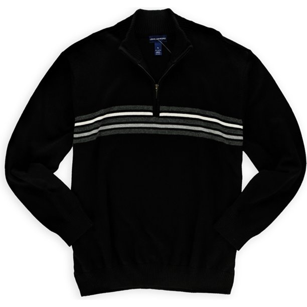 Suéter de rayas medias John Ashford para hombre negro pequeño estilo Pull-over