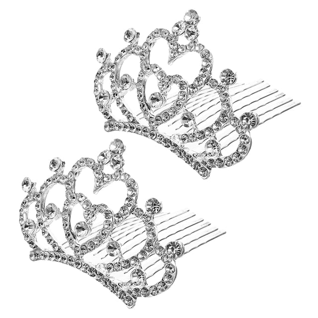 2pcs Rhinestone Crown Comb For Kids Girls Tiaras Hair Comb Kids Rhinestone Tiaras Comb Mini Tiaras For Women Small Tiara Hair Comb
