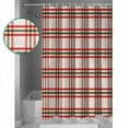 thumbnail image 4 of Hokiten Shower Curtain, Red Lattice, Fabric Shower Curtains for Bathroom, Vintage Winter Christmas Country Rustic Plaid Bath Curtain Waterproof Bathtub Curtains with 12 Hooks, Extra Long 72" x 96", 4 of 7