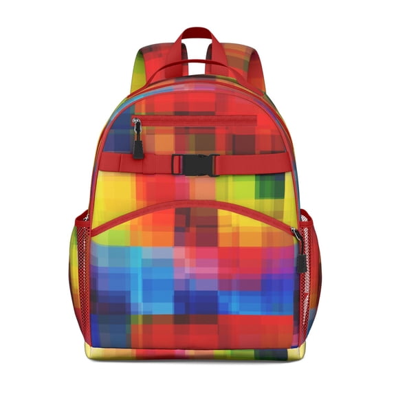 Checkered Backpack for School,Cute School Bag,Schoolbag with Adjustable Shoulder Straps & Padded Back,15.25"x11.5"x5.25"