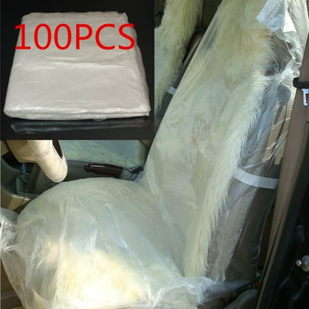 100pcs Pack Disposable Clear Plastic Seat Protect Cover Protector Mechanic Valet Waterproof Dust Water Resistant Vehicle SUV Van Caravan Truck