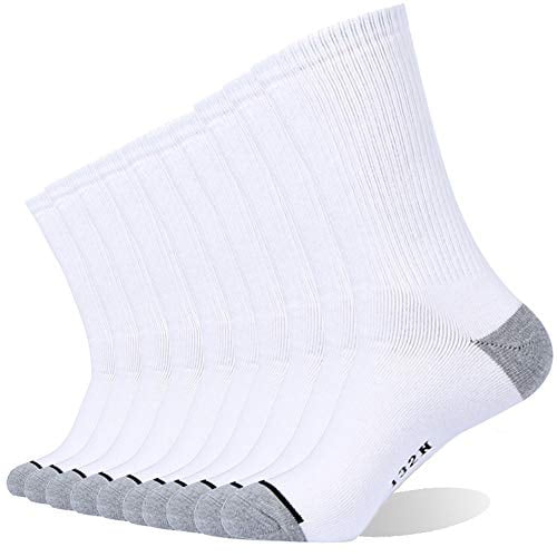 Ortis Cotton Moisture Wicking Breathable Work Heavy Cushion Crew Socks for Men 10 Pack 