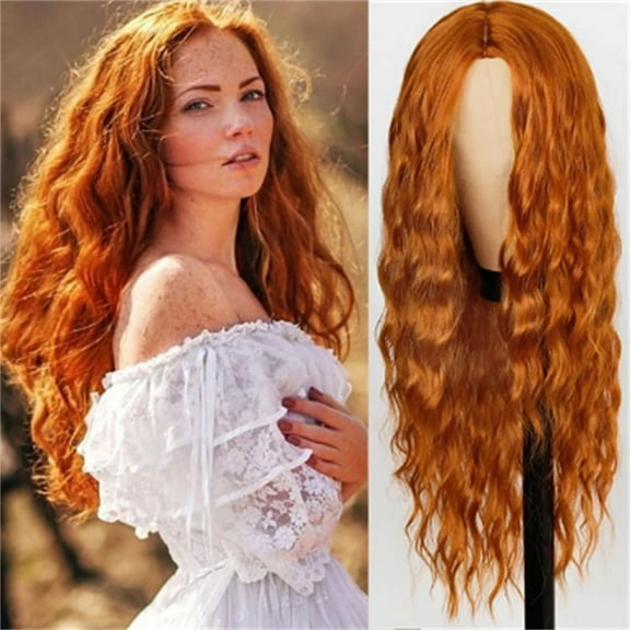 Zhuge Wavy Wig No Bangs Middle Parted Cosplay Hair for Daily Party,28in，A30