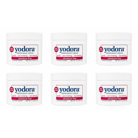 Yodora Deodorant Cream Jar, 2 oz, 6 Pack