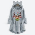 thumbnail image 2 of Abrigo de Piel Sintética Para Mujer Estampado Navideño Casual Botones de Felpa Manga Larga Abrigo de Felpa Con Capucha Top Odeerbi ODB185741, 2 of 5